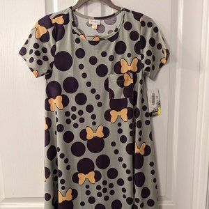 LuLaRoe Carly Dress Disney Minnie Mouse XXS NWT Soft Green Deep Purple Peach 2XS